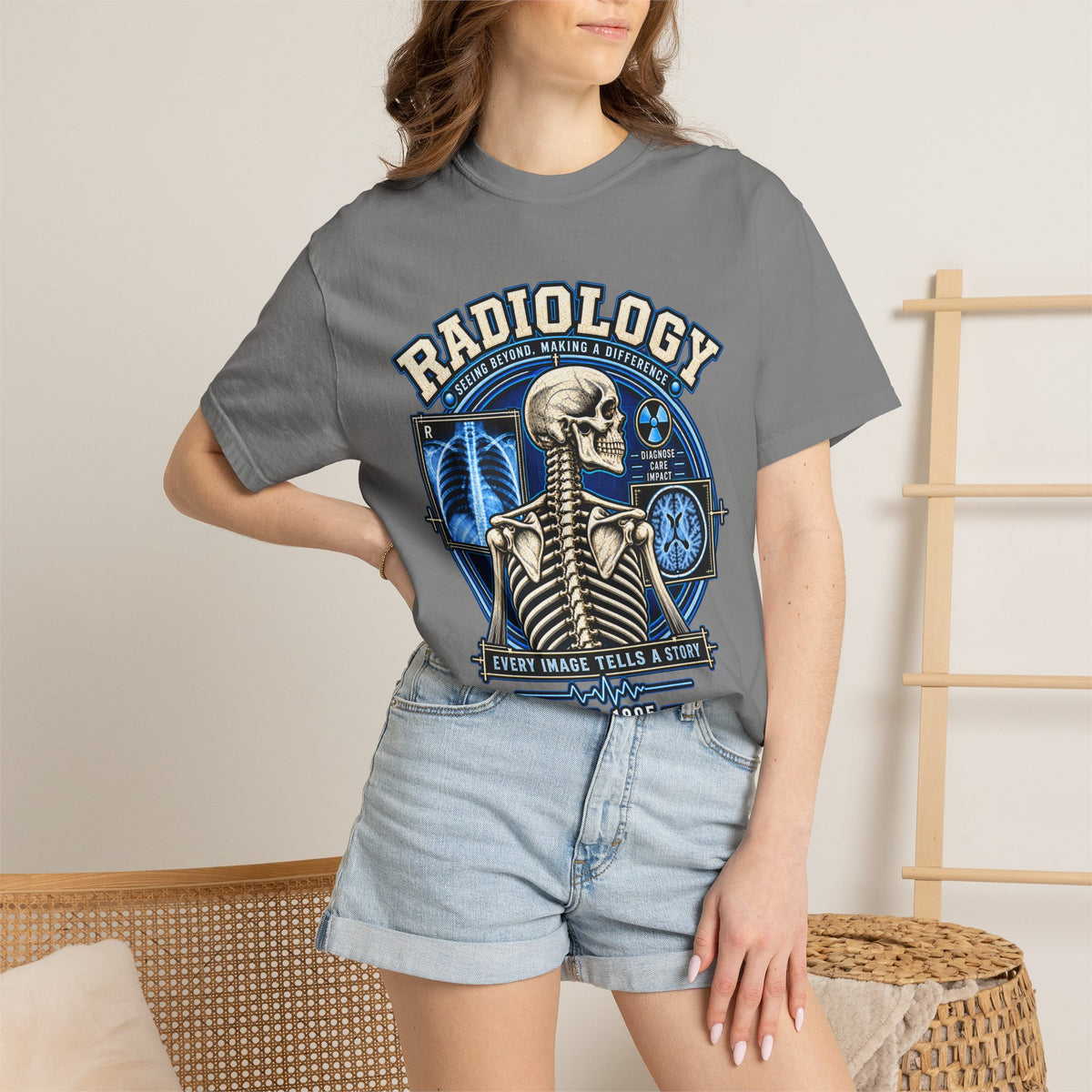 Radiology Tee – 'Radiology: Every Image Tells a Story' Medical X‑Ray Skull T-Shirt