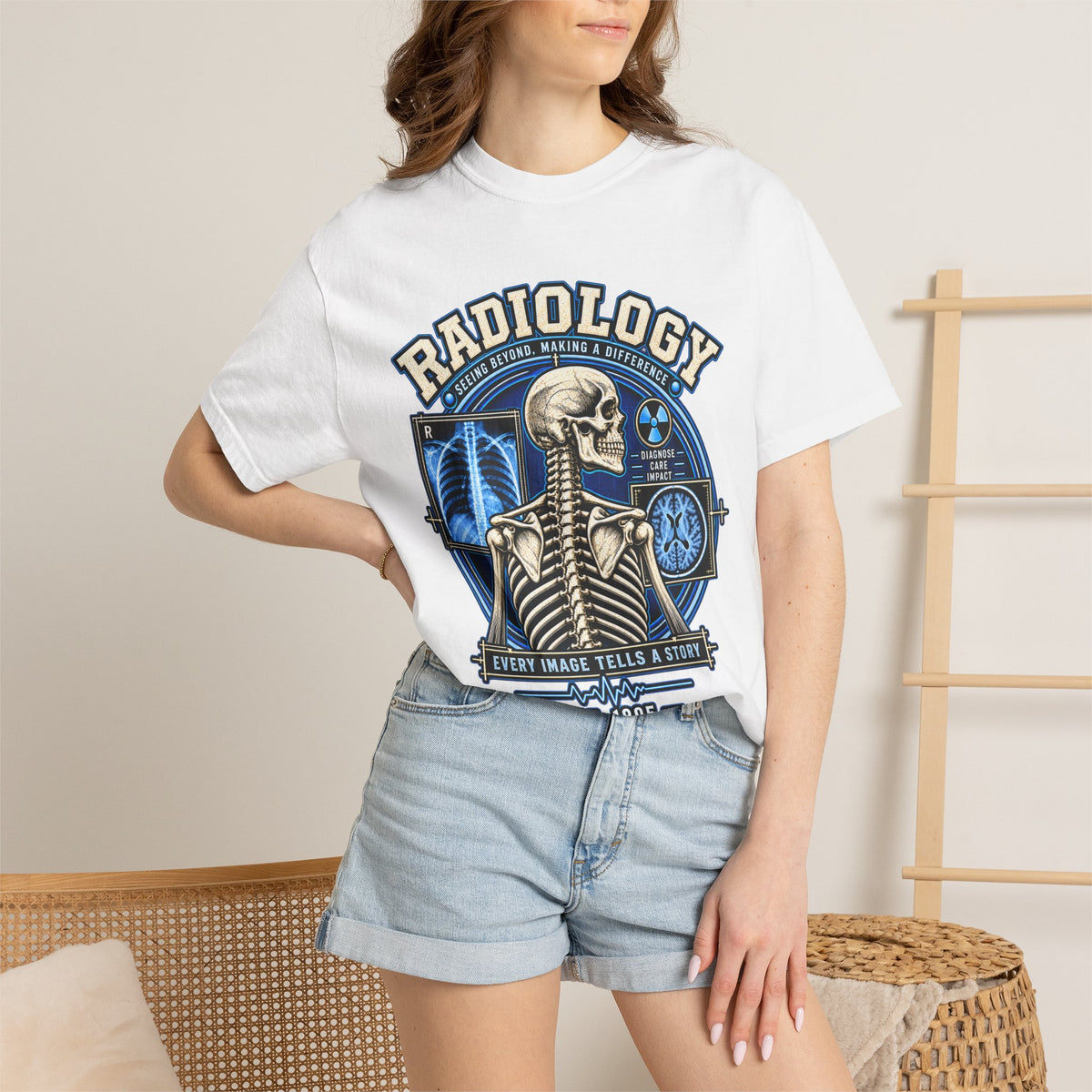 Radiology Tee – 'Radiology: Every Image Tells a Story' Medical X‑Ray Skull T-Shirt