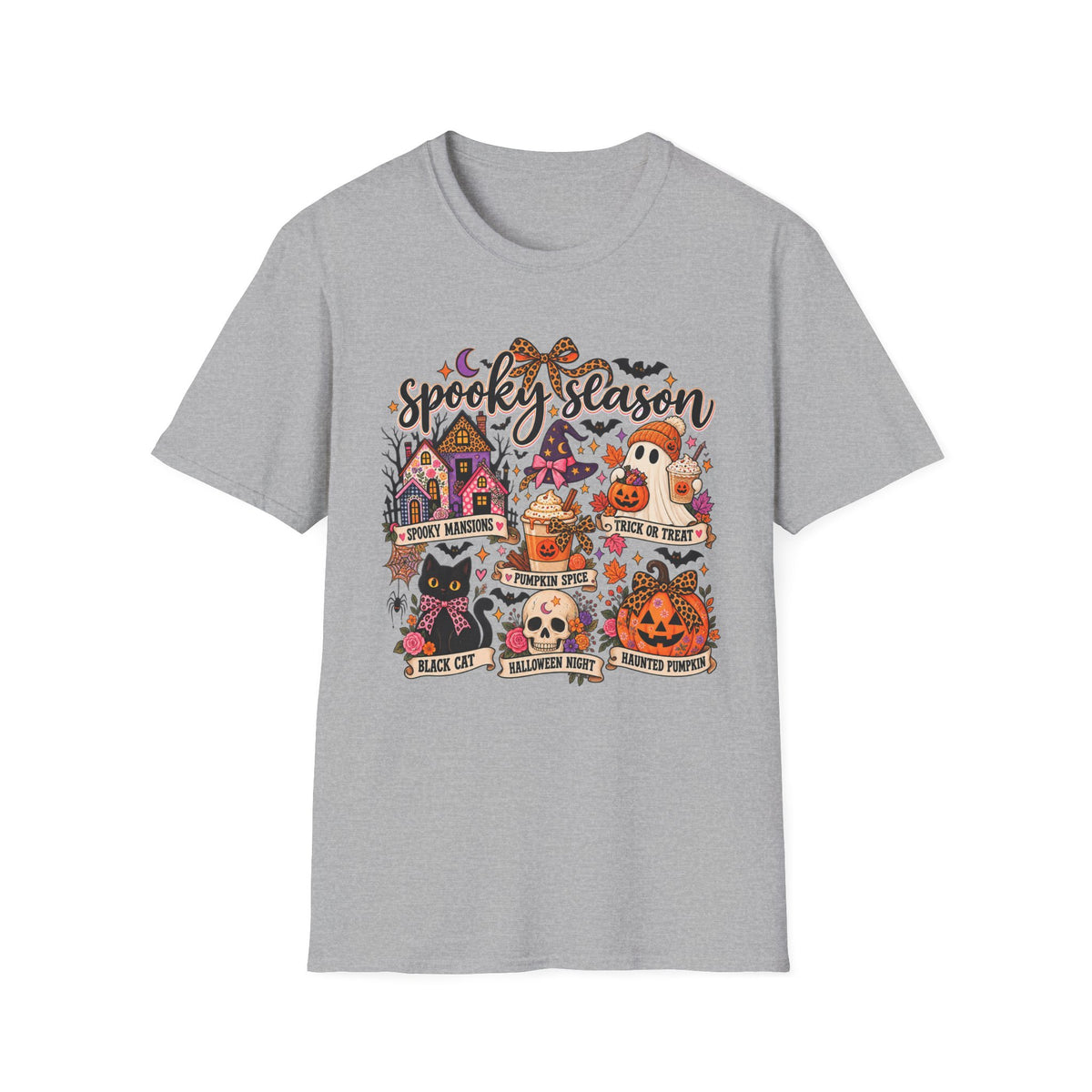 Spooky Season Halloween T-Shirt — Cute Haunted Houses, Ghosts & Pumpkins