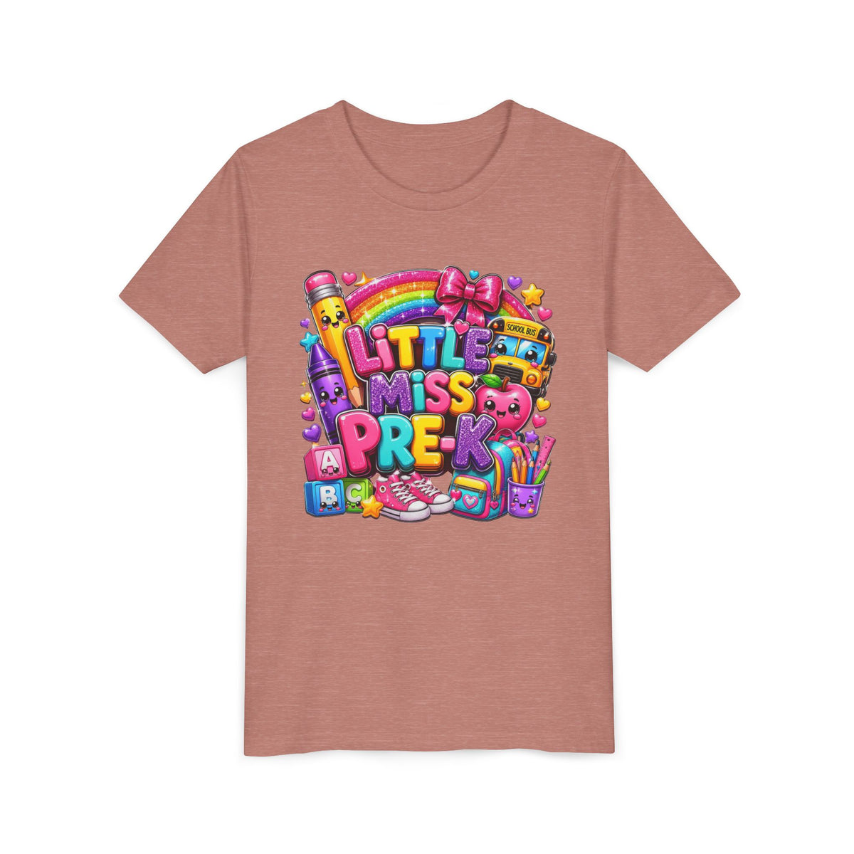 Youth Tee — "Little Miss Pre-K" Colorful Back-to-School Shirt
