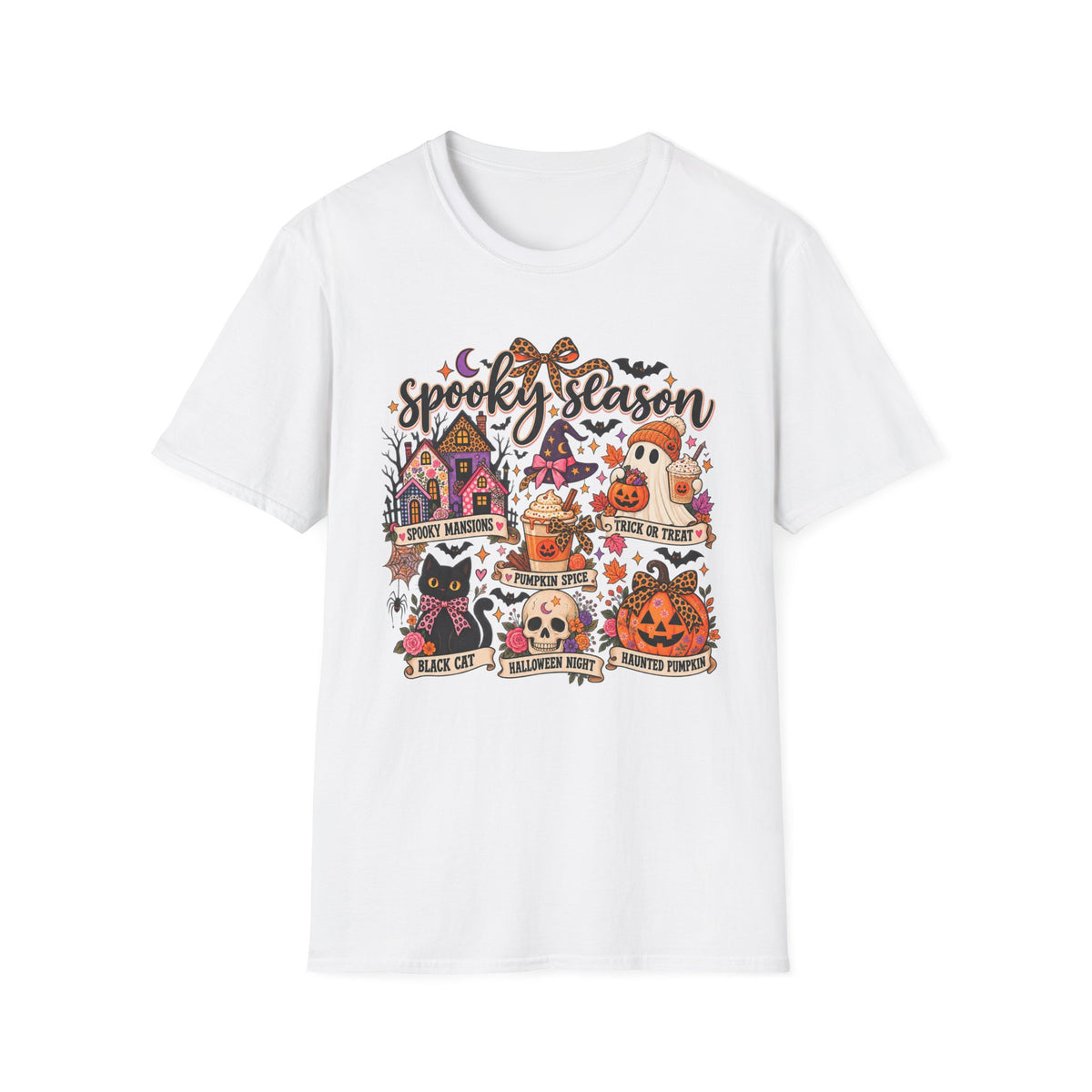 Spooky Season Halloween T-Shirt — Cute Haunted Houses, Ghosts & Pumpkins