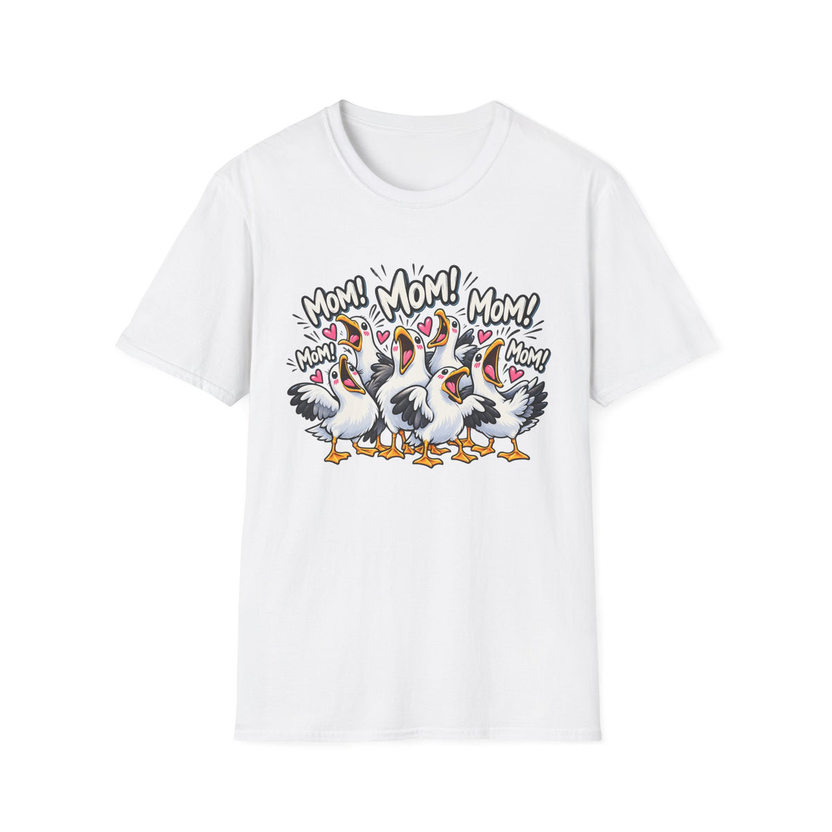 Mom! Mom! Pelican Cartoon T-Shirt — Funny Mom Birds Graphic Tee
