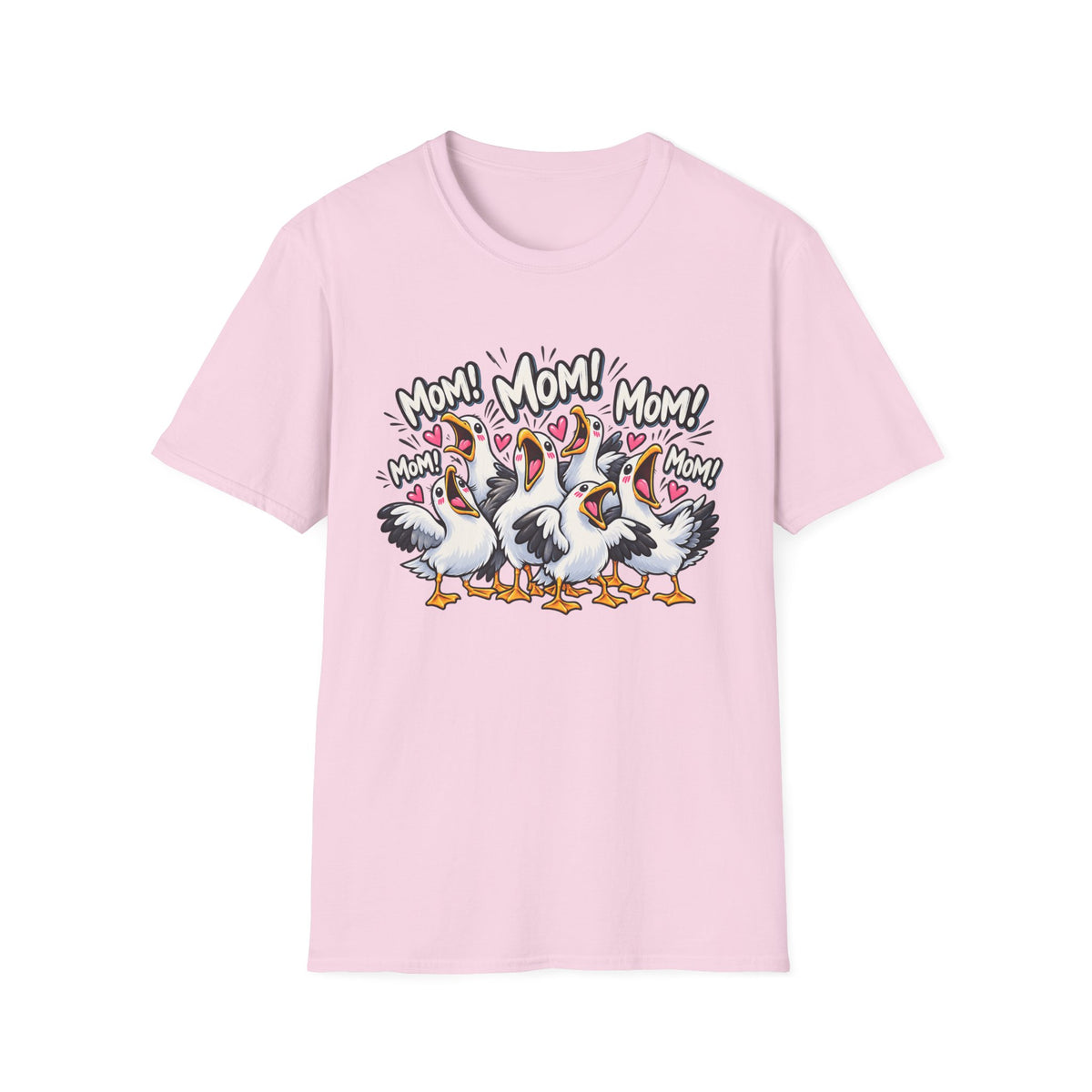 Mom! Mom! Pelican Cartoon T-Shirt — Funny Mom Birds Graphic Tee