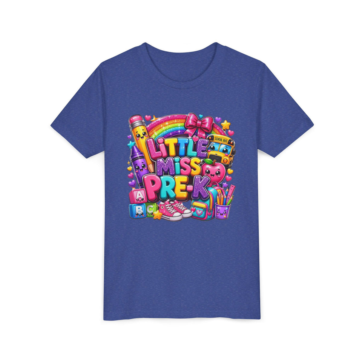 Youth Tee — "Little Miss Pre-K" Colorful Back-to-School Shirt