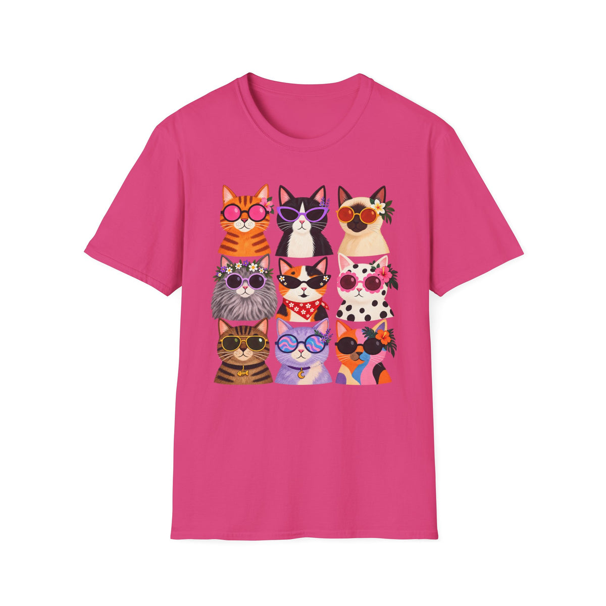 Cute Retro Cat Faces Graphic Tee