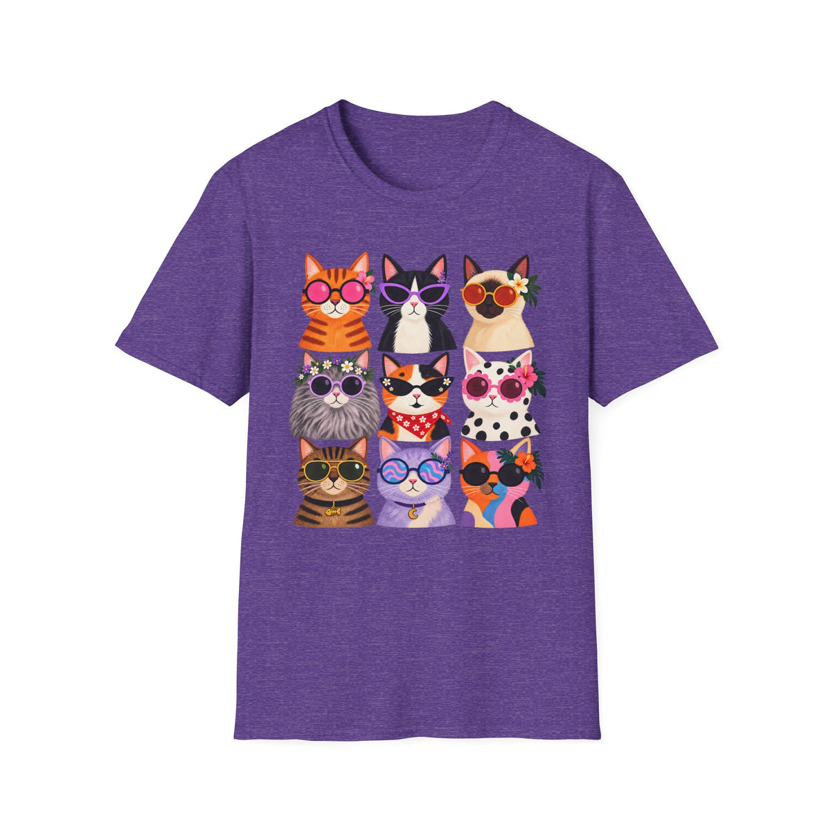Cute Retro Cat Faces Graphic Tee