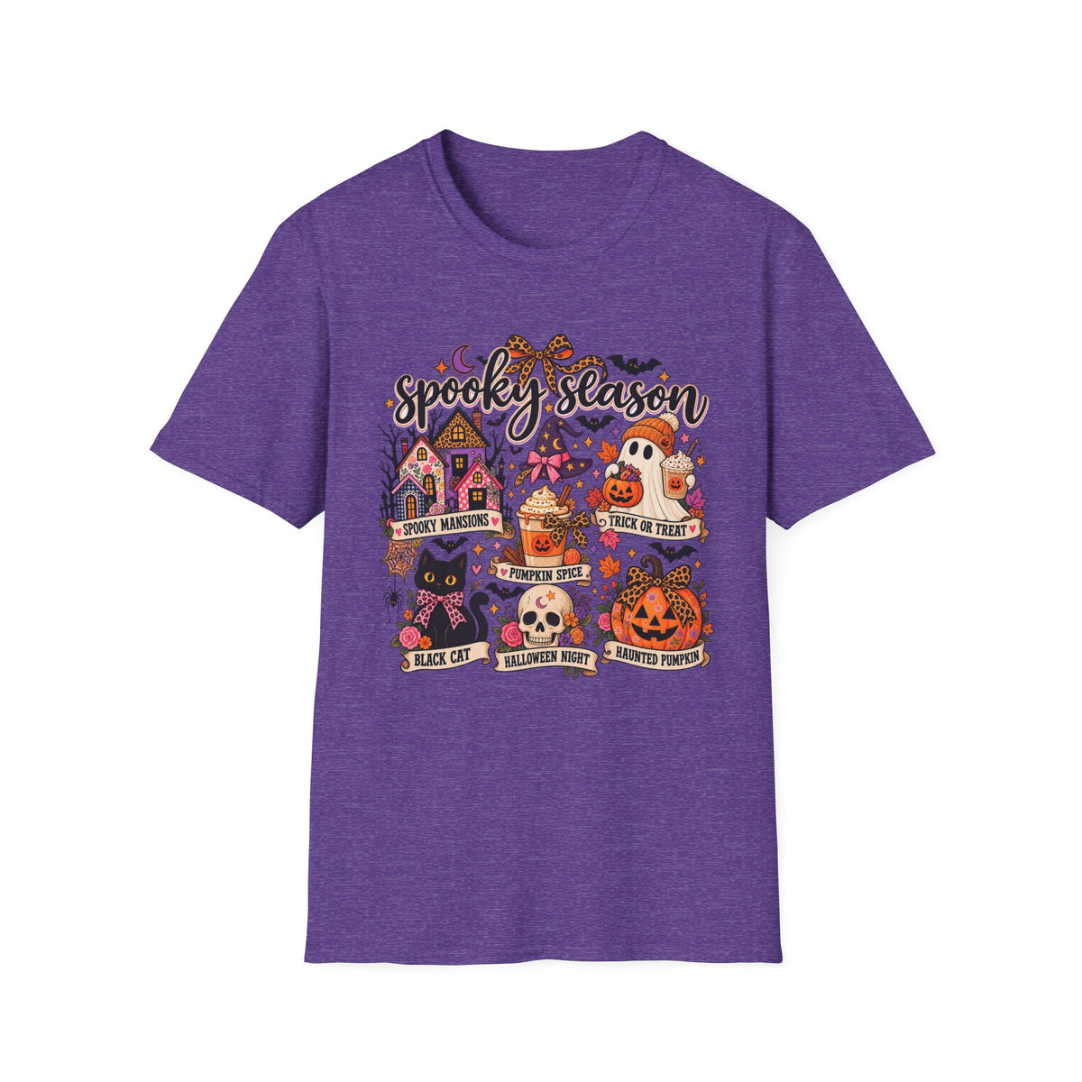 Spooky Season Halloween T-Shirt — Cute Haunted Houses, Ghosts & Pumpkins