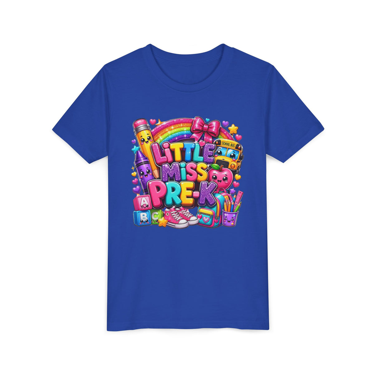 Youth Tee — "Little Miss Pre-K" Colorful Back-to-School Shirt