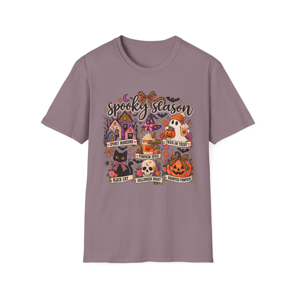 Spooky Season Halloween T-Shirt — Cute Haunted Houses, Ghosts & Pumpkins