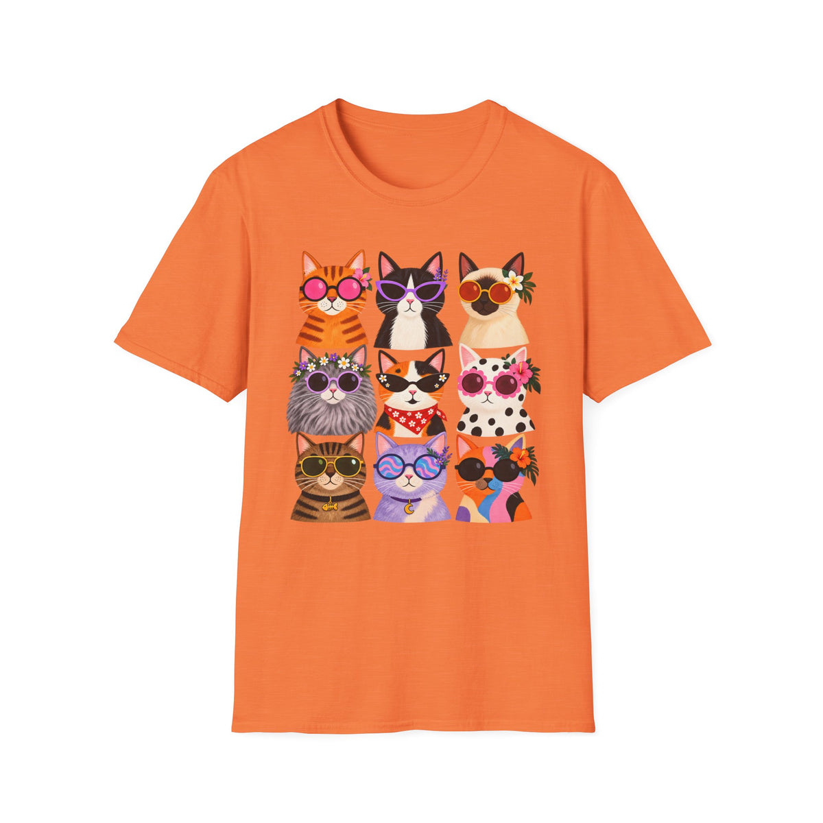 Cute Retro Cat Faces Graphic Tee