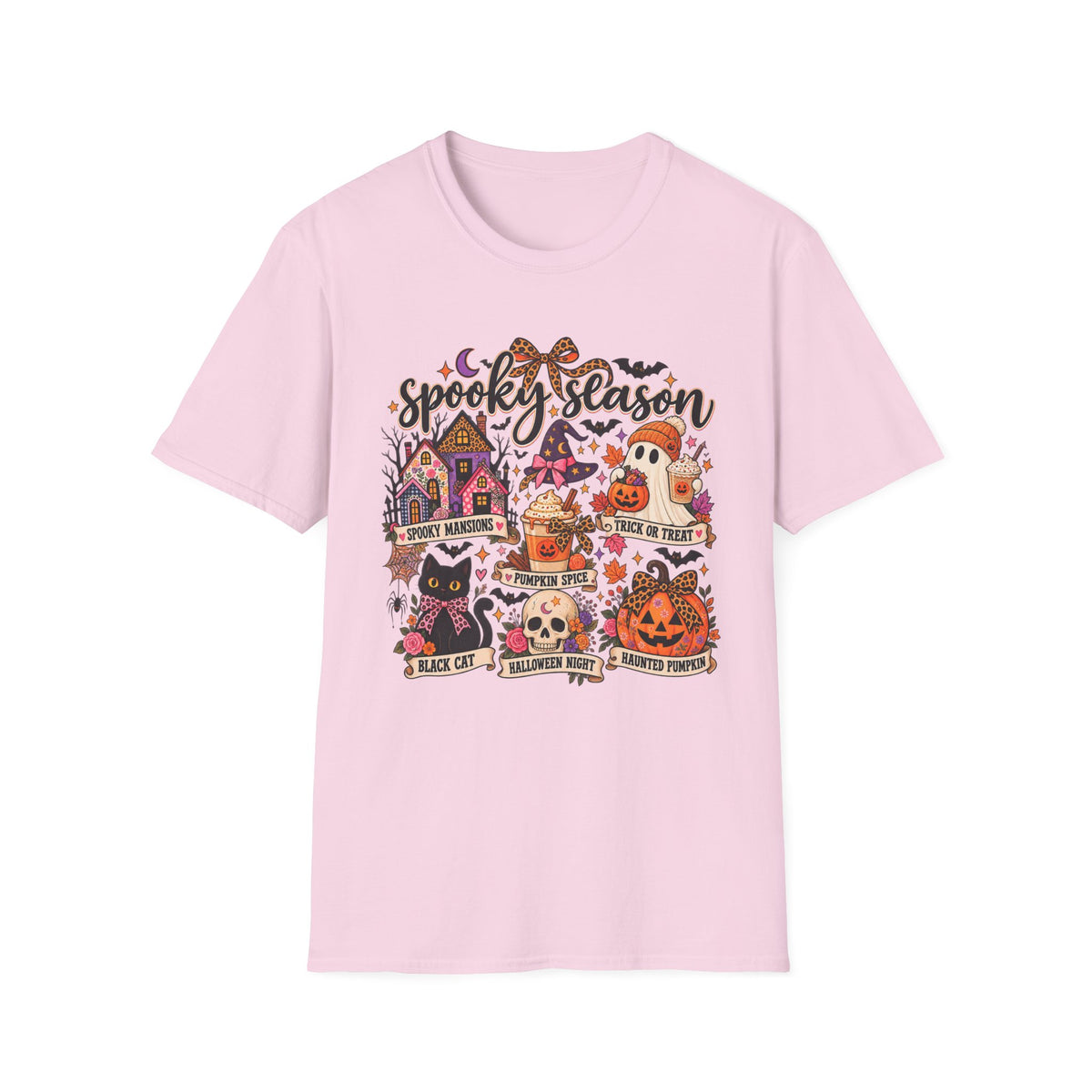 Spooky Season Halloween T-Shirt — Cute Haunted Houses, Ghosts & Pumpkins