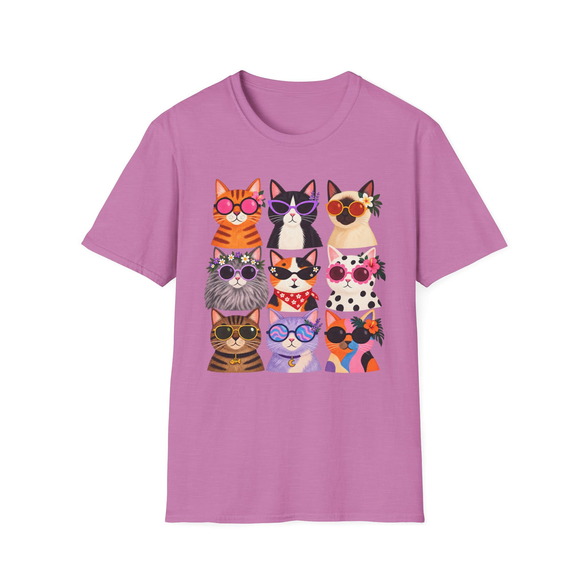 Cute Retro Cat Faces Graphic Tee