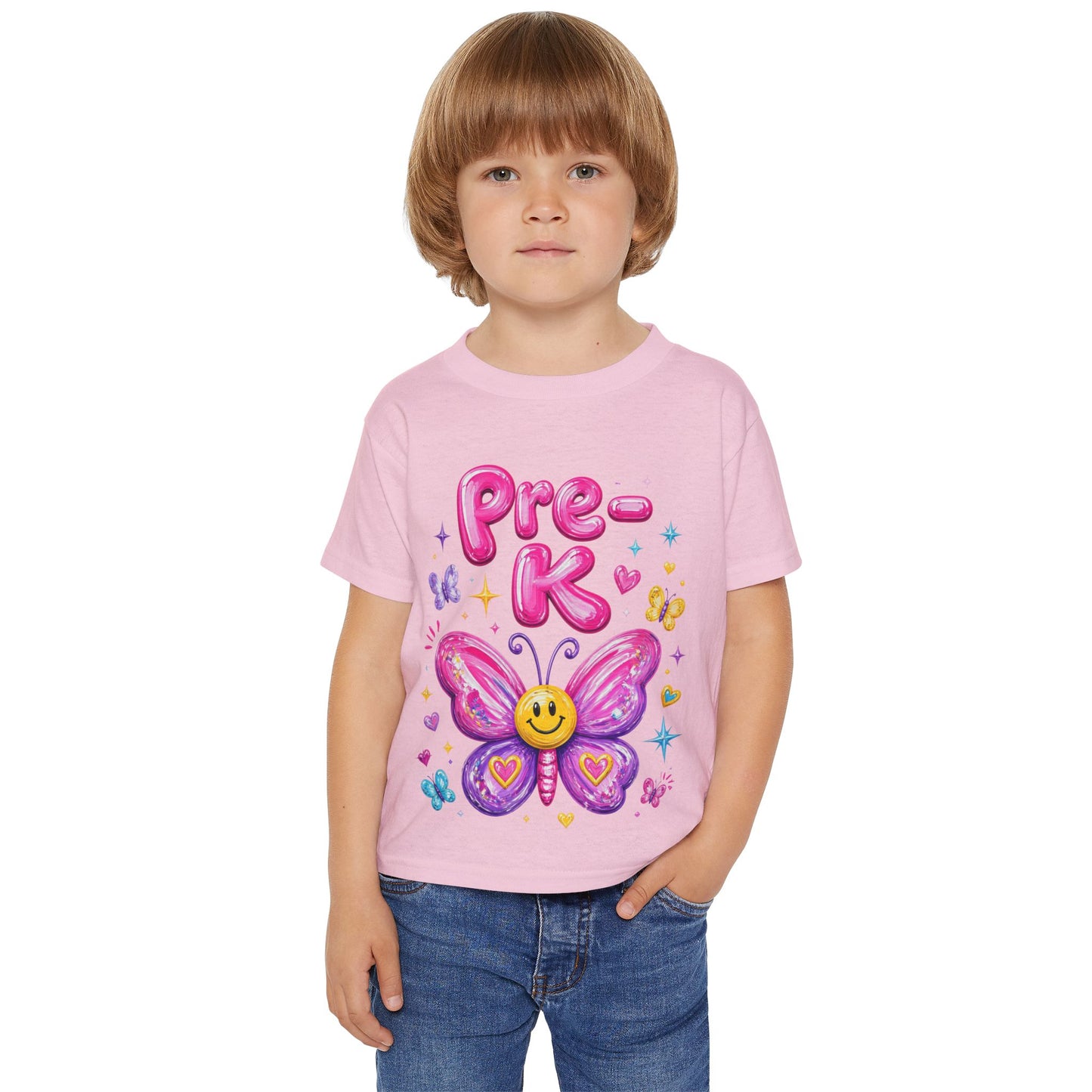 Toddler T-Shirt — Cute Pre-K Butterfly Smiley Design