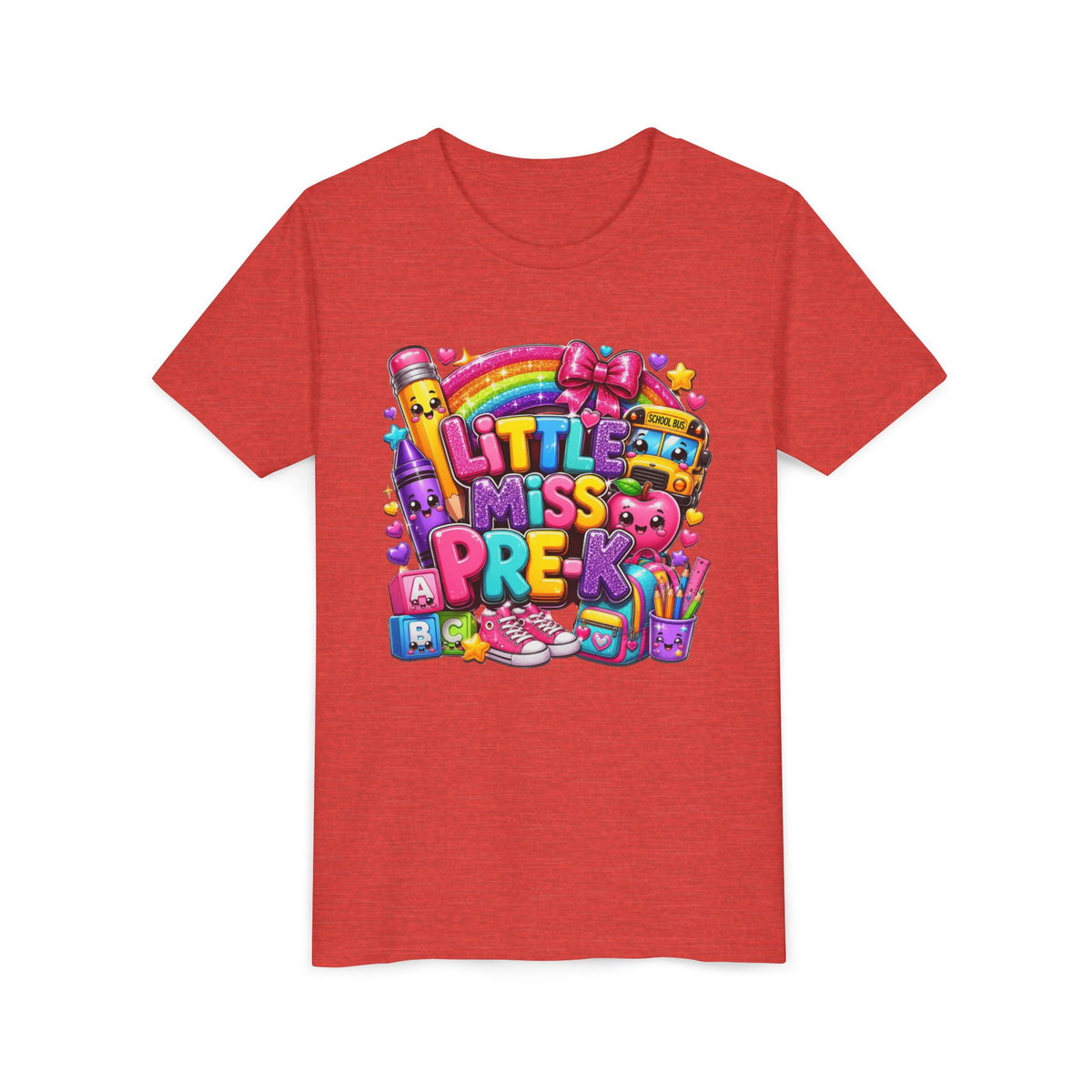 Youth Tee — "Little Miss Pre-K" Colorful Back-to-School Shirt