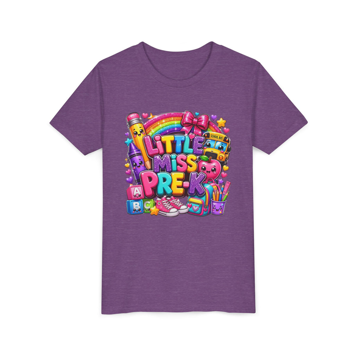 Youth Tee — "Little Miss Pre-K" Colorful Back-to-School Shirt