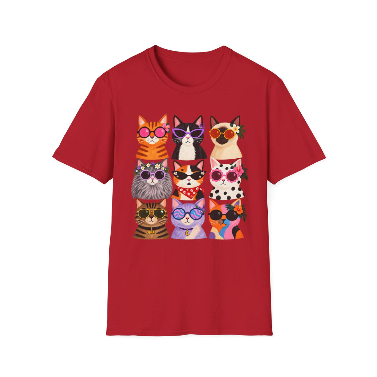 Cute Retro Cat Faces Graphic Tee
