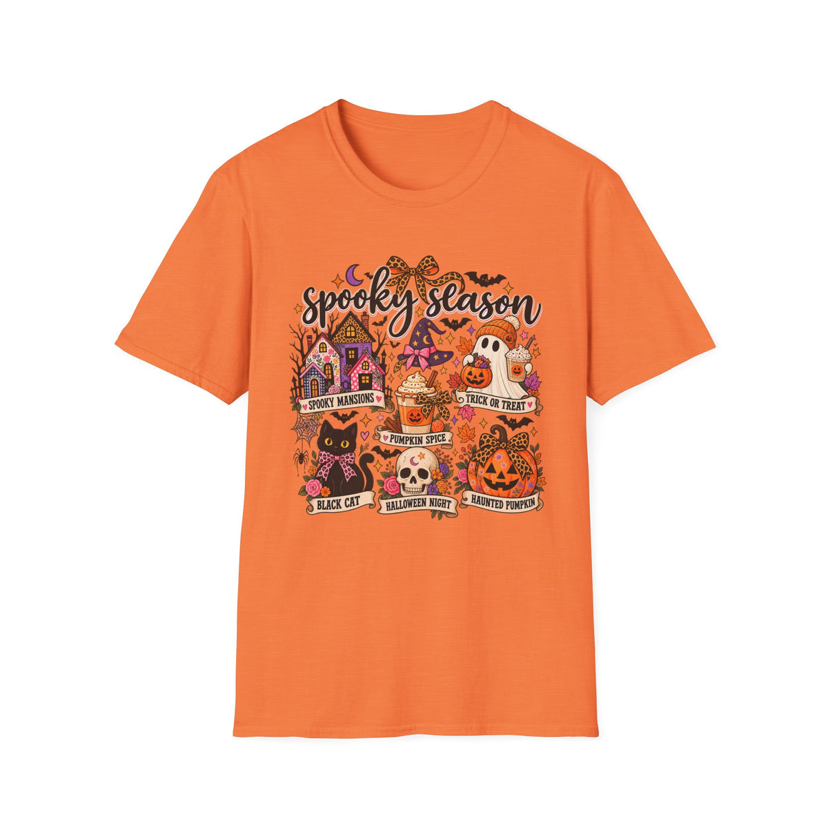 Spooky Season Halloween T-Shirt — Cute Haunted Houses, Ghosts & Pumpkins