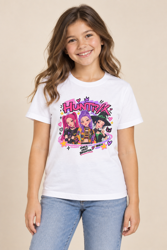Youth Tee — 'HUNTRK' Colorful Girl Squad Graphic