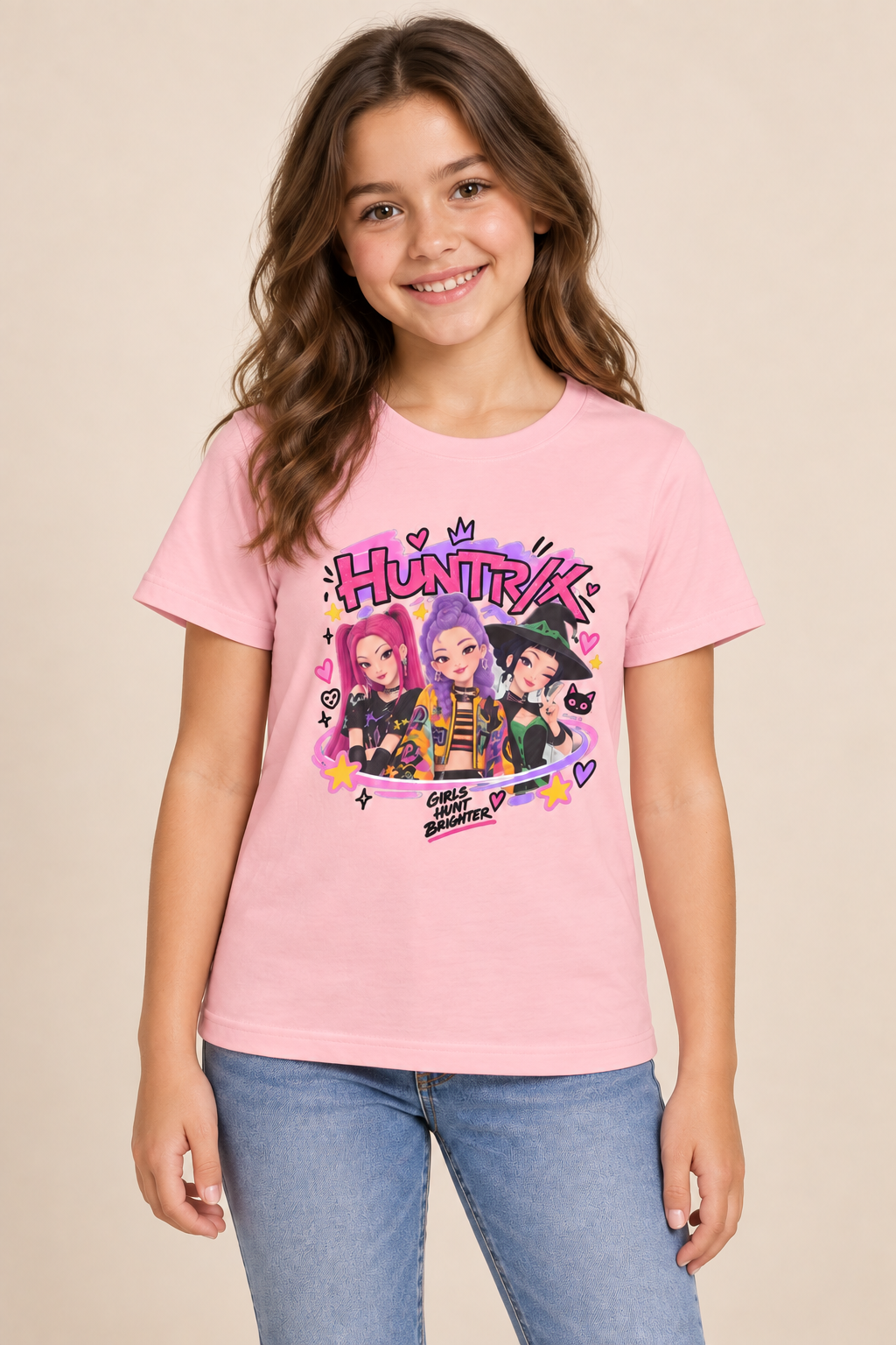 Youth Tee — 'HUNTRK' Colorful Girl Squad Graphic