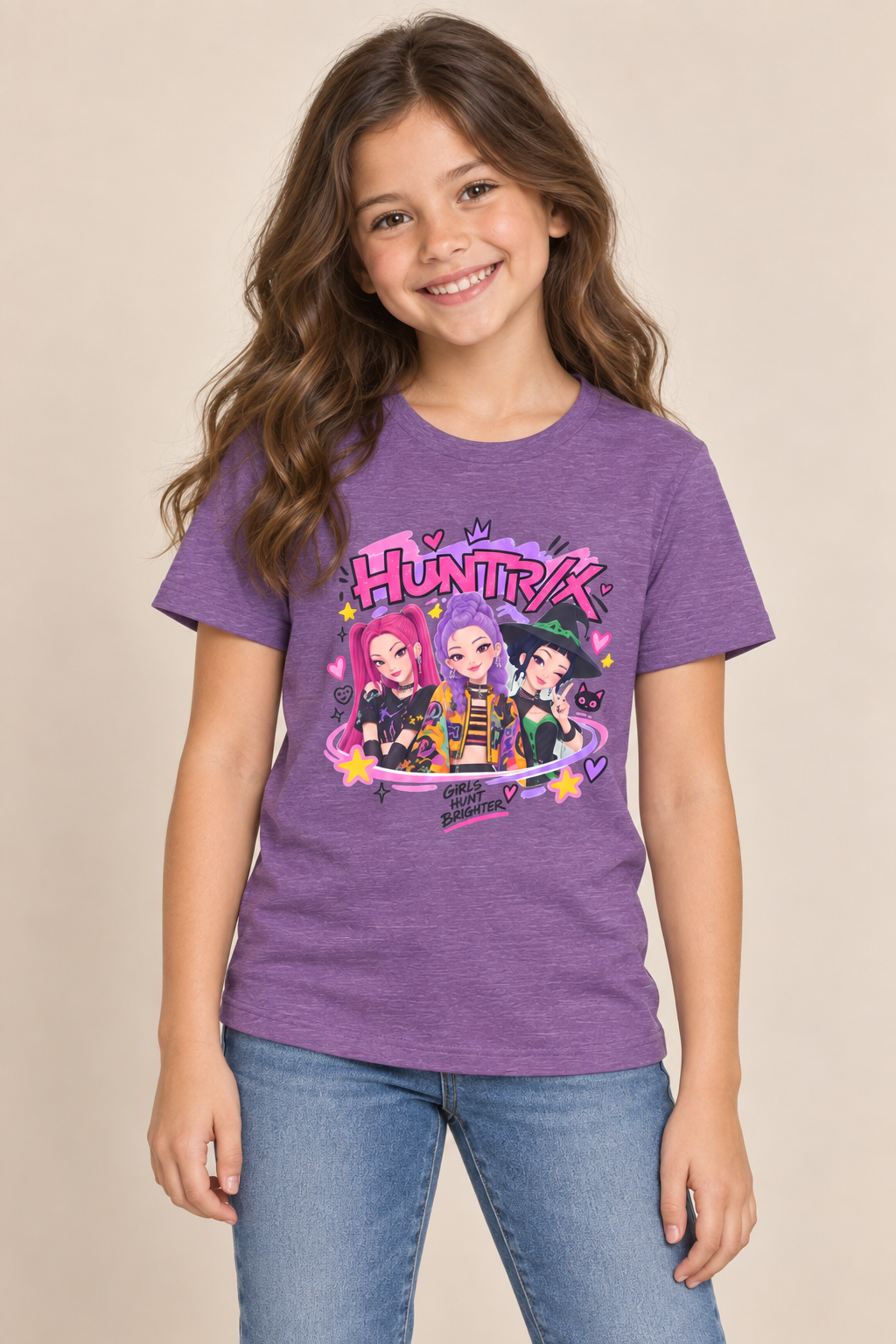 Youth Tee — 'HUNTRK' Colorful Girl Squad Graphic