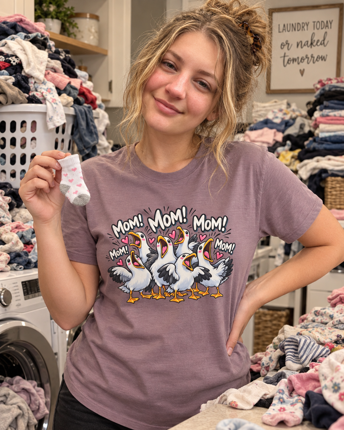 Mom! Mom! Pelican Cartoon T-Shirt — Funny Mom Birds Graphic Tee