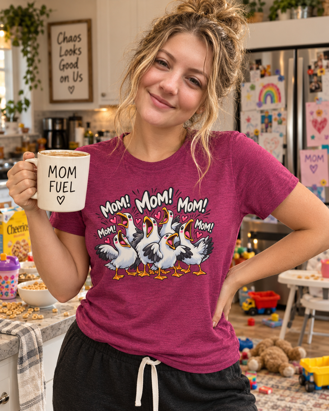 Mom! Mom! Pelican Cartoon T-Shirt — Funny Mom Birds Graphic Tee