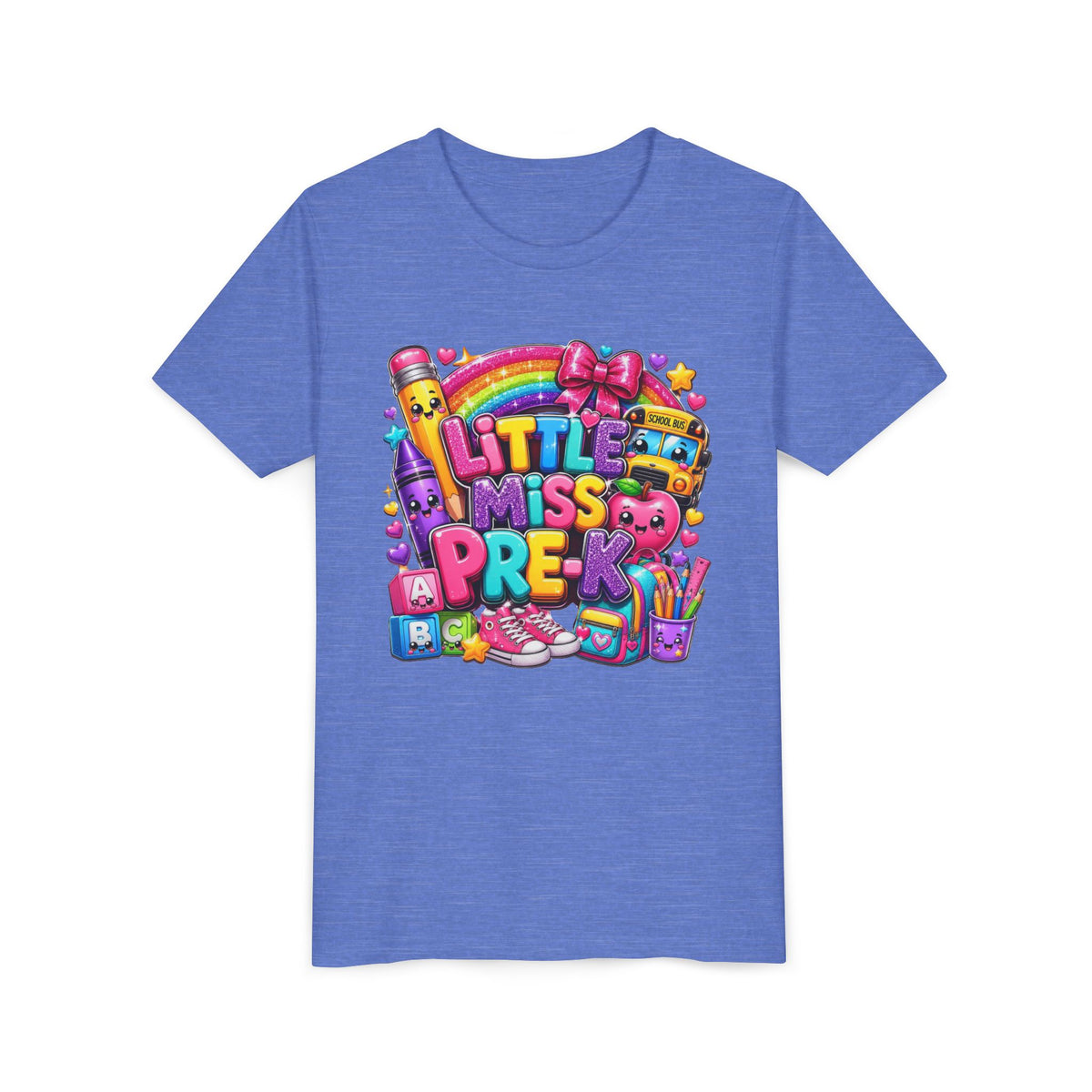 Youth Tee — "Little Miss Pre-K" Colorful Back-to-School Shirt