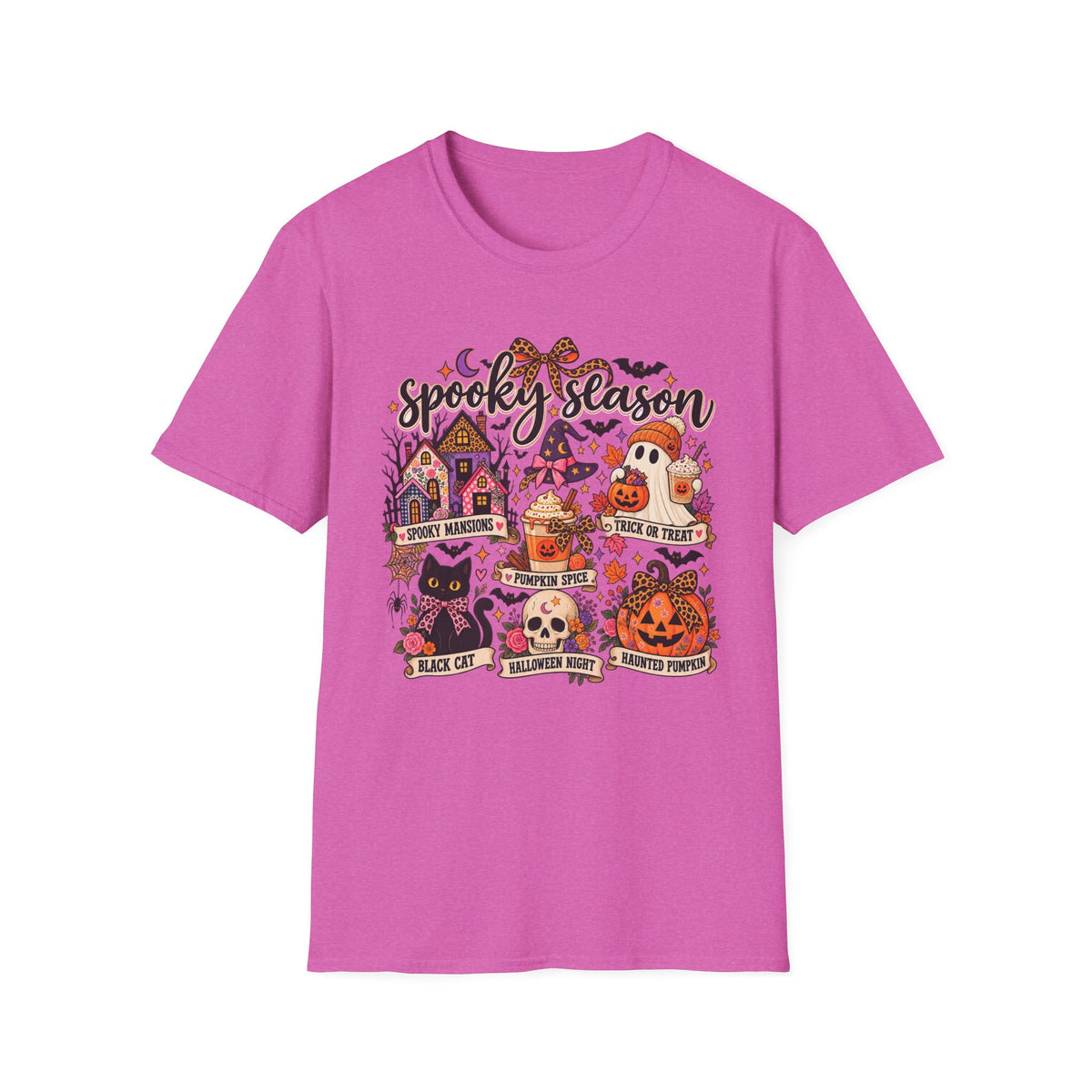 Spooky Season Halloween T-Shirt — Cute Haunted Houses, Ghosts & Pumpkins