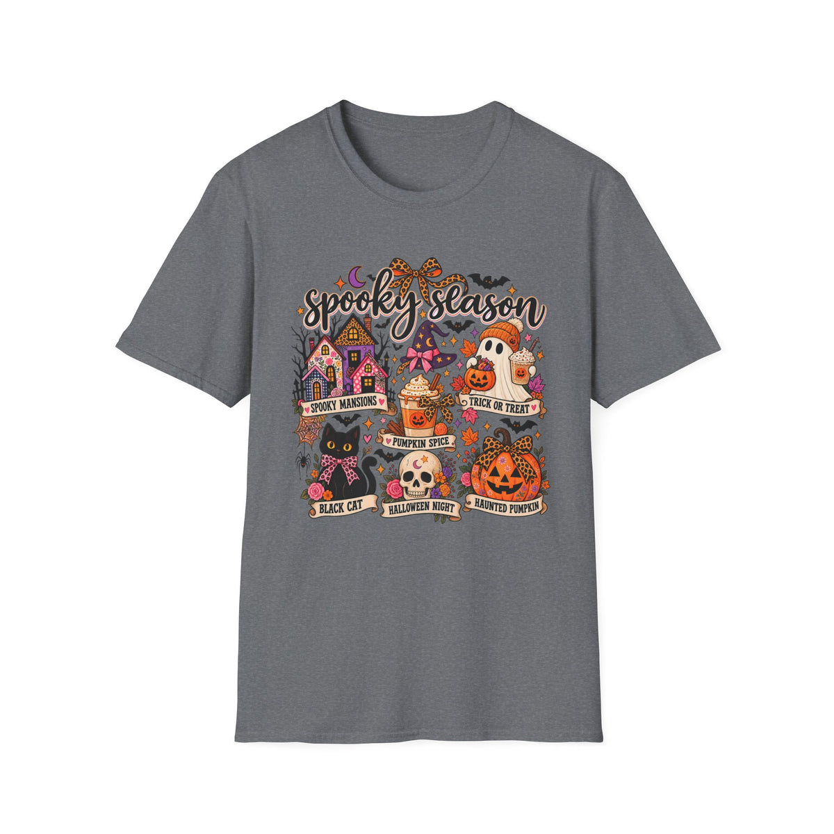 Spooky Season Halloween T-Shirt — Cute Haunted Houses, Ghosts & Pumpkins