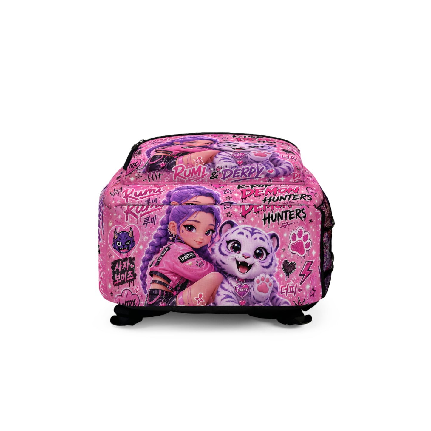 Pink K-Pop Demon Hunter Backpack — Rumi & Derpy