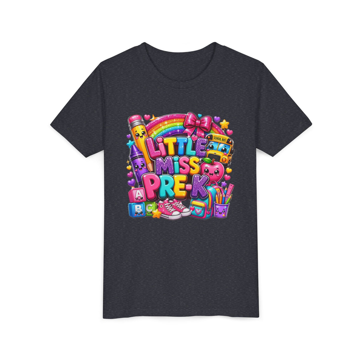 Youth Tee — "Little Miss Pre-K" Colorful Back-to-School Shirt