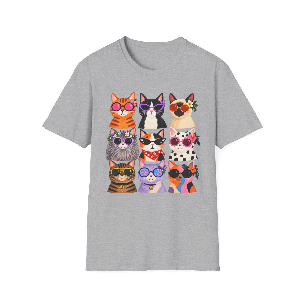 Cute Retro Cat Faces Graphic Tee