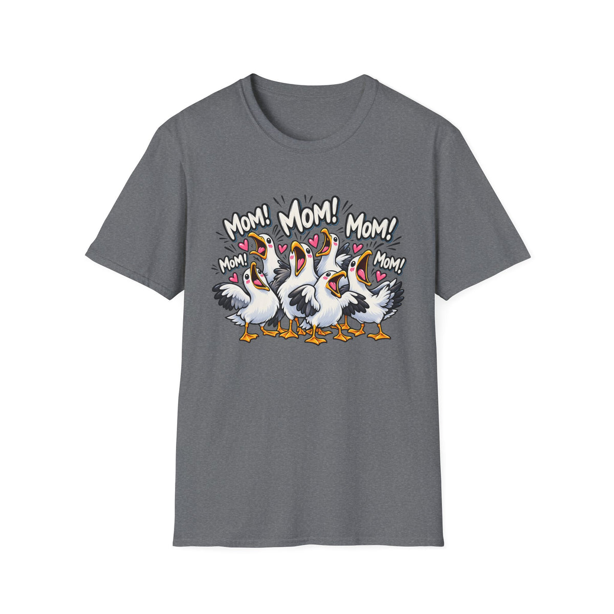 Mom! Mom! Pelican Cartoon T-Shirt — Funny Mom Birds Graphic Tee