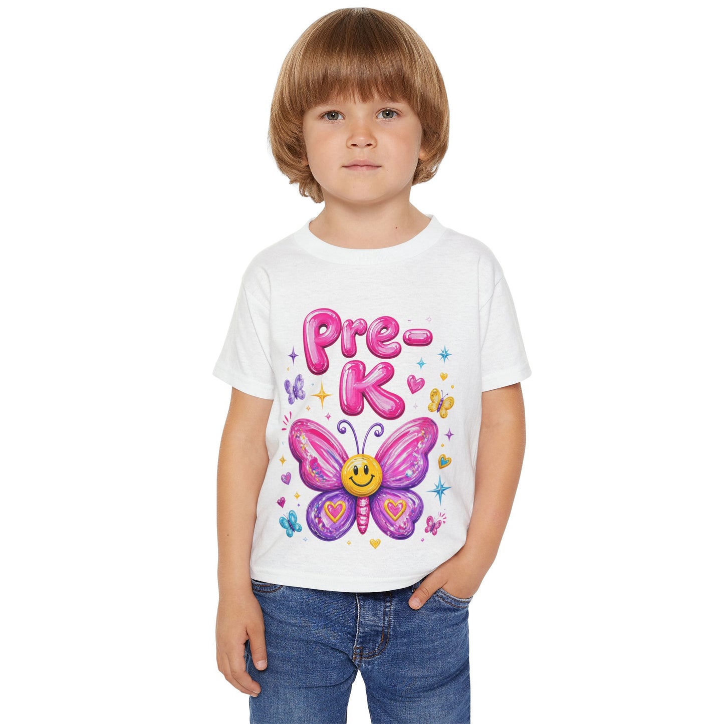 Toddler T-Shirt — Cute Pre-K Butterfly Smiley Design