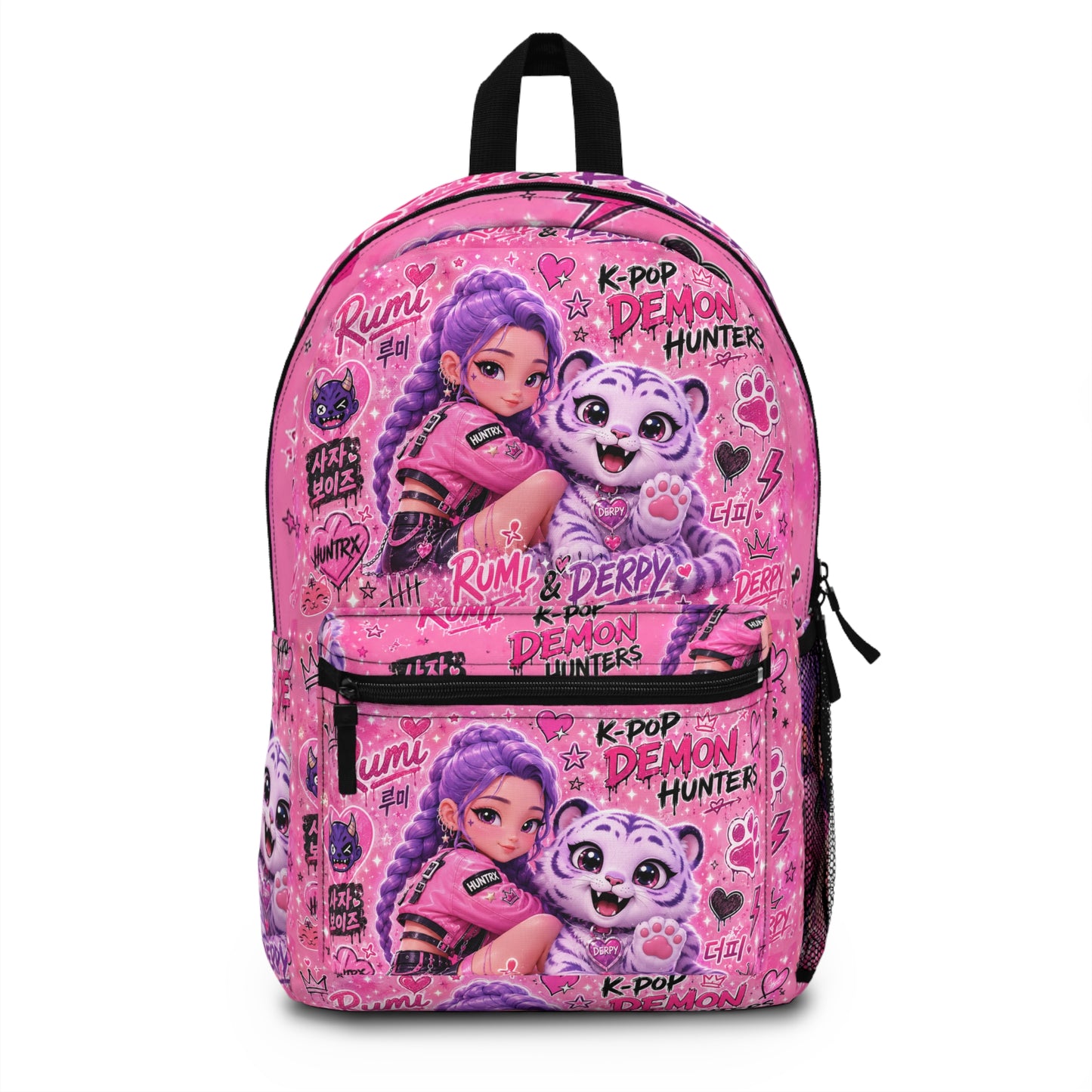 Pink K-Pop Demon Hunter Backpack — Rumi & Derpy