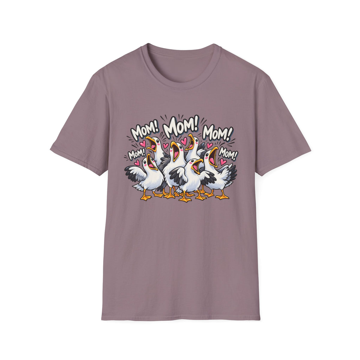 Mom! Mom! Pelican Cartoon T-Shirt — Funny Mom Birds Graphic Tee