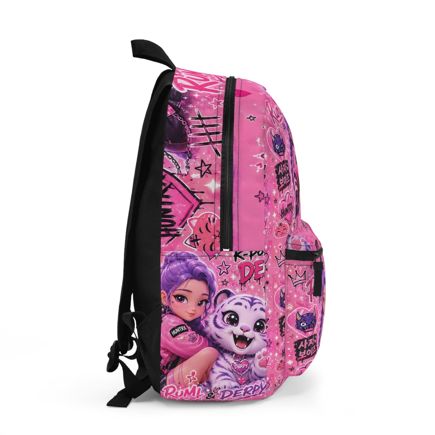 Pink K-Pop Demon Hunter Backpack — Rumi & Derpy