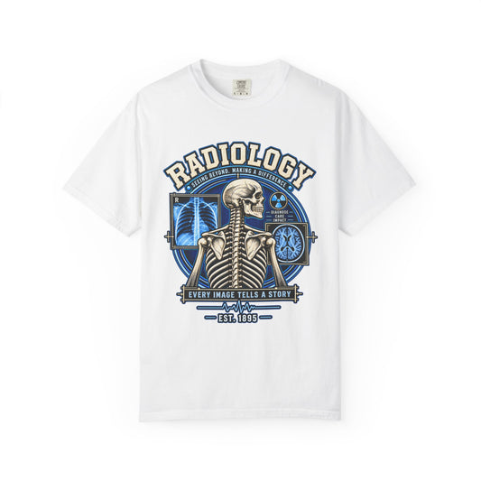 Radiology Tee – 'Radiology: Every Image Tells a Story' Medical X‑Ray Skull T-Shirt