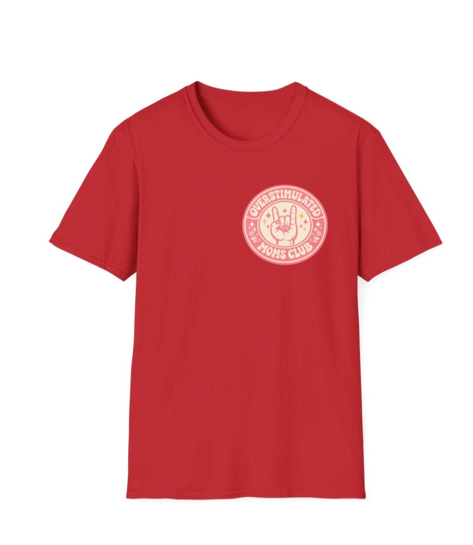 Overstimulated Moms Club T-Shirt – Cute Pink Retro Logo