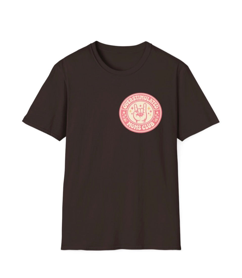 Overstimulated Moms Club T-Shirt – Cute Pink Retro Logo