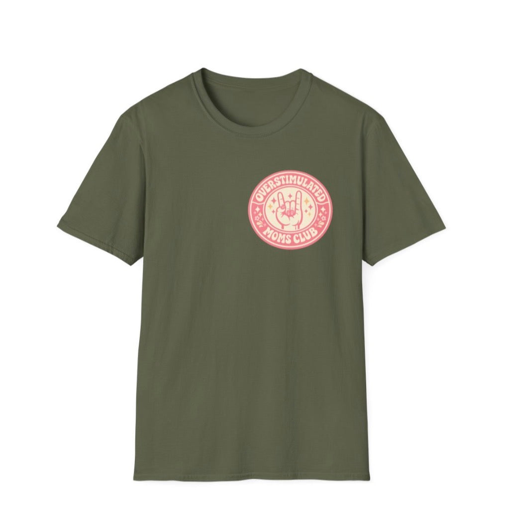 Overstimulated Moms Club T-Shirt – Cute Pink Retro Logo