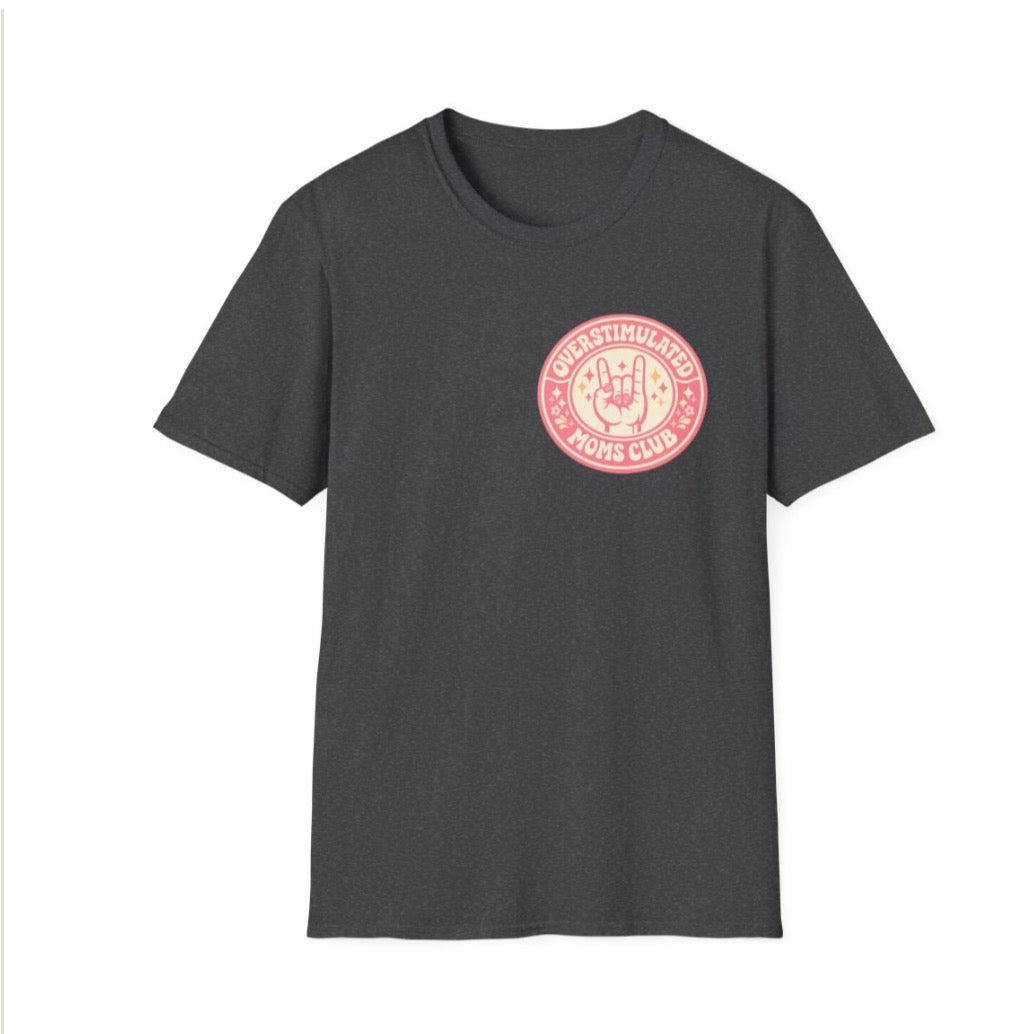 Overstimulated Moms Club T-Shirt – Cute Pink Retro Logo